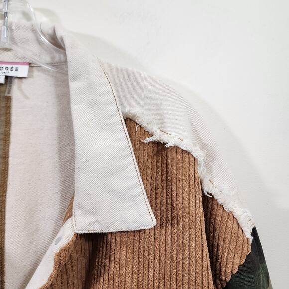 Andree mixed pattern button front boho lightweight jacket woman's size 1X - Picture 3 of 10